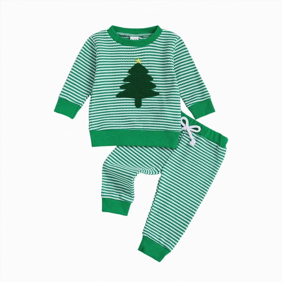 TOWED22 Toddler Baby Boy Fall Clothes Long Sleeve Stripe Embroidery Sweatshirt Pants Set Cute Infant 0-3T Winter Outfits(Blazer,0-6 M)