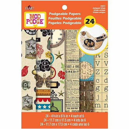 Plaid Enterprises Mod Podgeable Papers 4.625 X6.875 24 Sheets/Pkg - Antique Urban