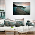 thumbnail image 4 of Designart Wooden Bridge into Blue Sea - Modern Throw Pillow - 12x20, 4 of 5