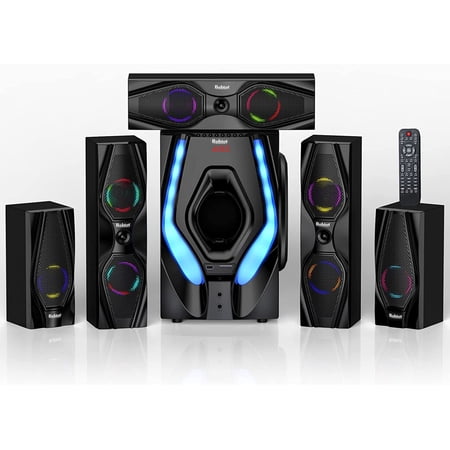 bobtot 5.1 home theater systems surround sound speakers with 10 subwoofer with hdmi arc optical bluetooth input for 4k tv ultra hd av dvd fm radio usb