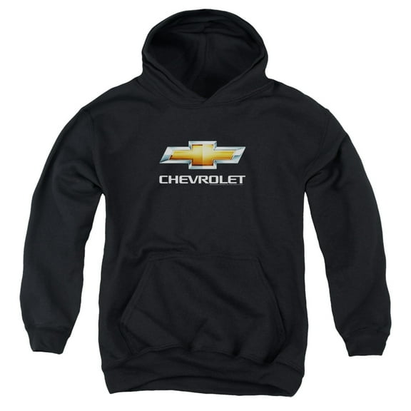 Chevrolet Chevy Bowtie Stacked Youth Pullover Hoodie Sweatshirt Black
