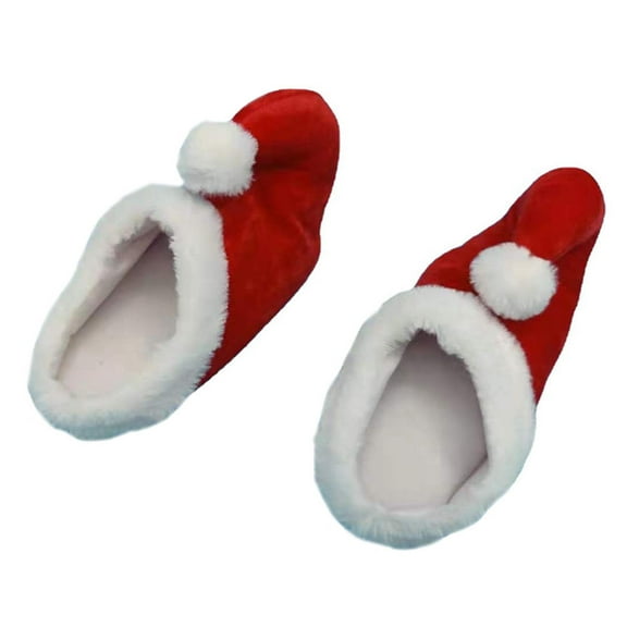 LEORX 1 Pair House Slippers For Guests Red Plush Comfortable Indoor Use For Family