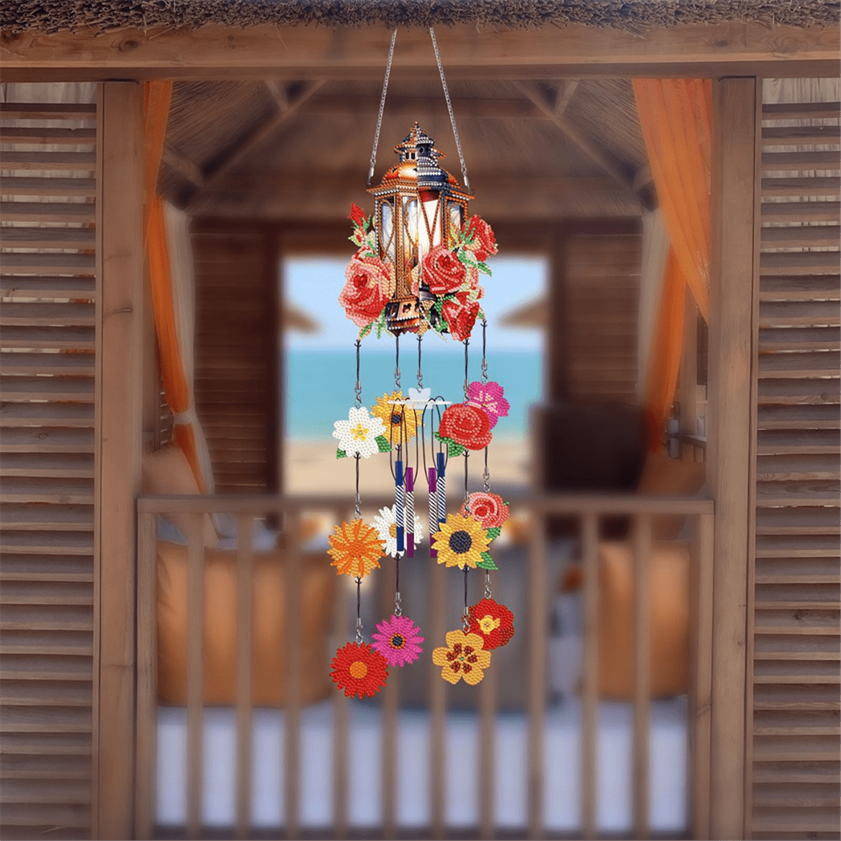 DIY Dotted Diamond Art Painting Wind Chime Kit, Three-Dimensional Sun Catchers Diamonds Dot Paintings A