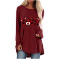 thumbnail image 1 of DPTALR Femme T-Shirt à Col Rond à Manches Longues Automne Saint-Valentin Imprimé Blouse Ample Hauts, 1 of 5
