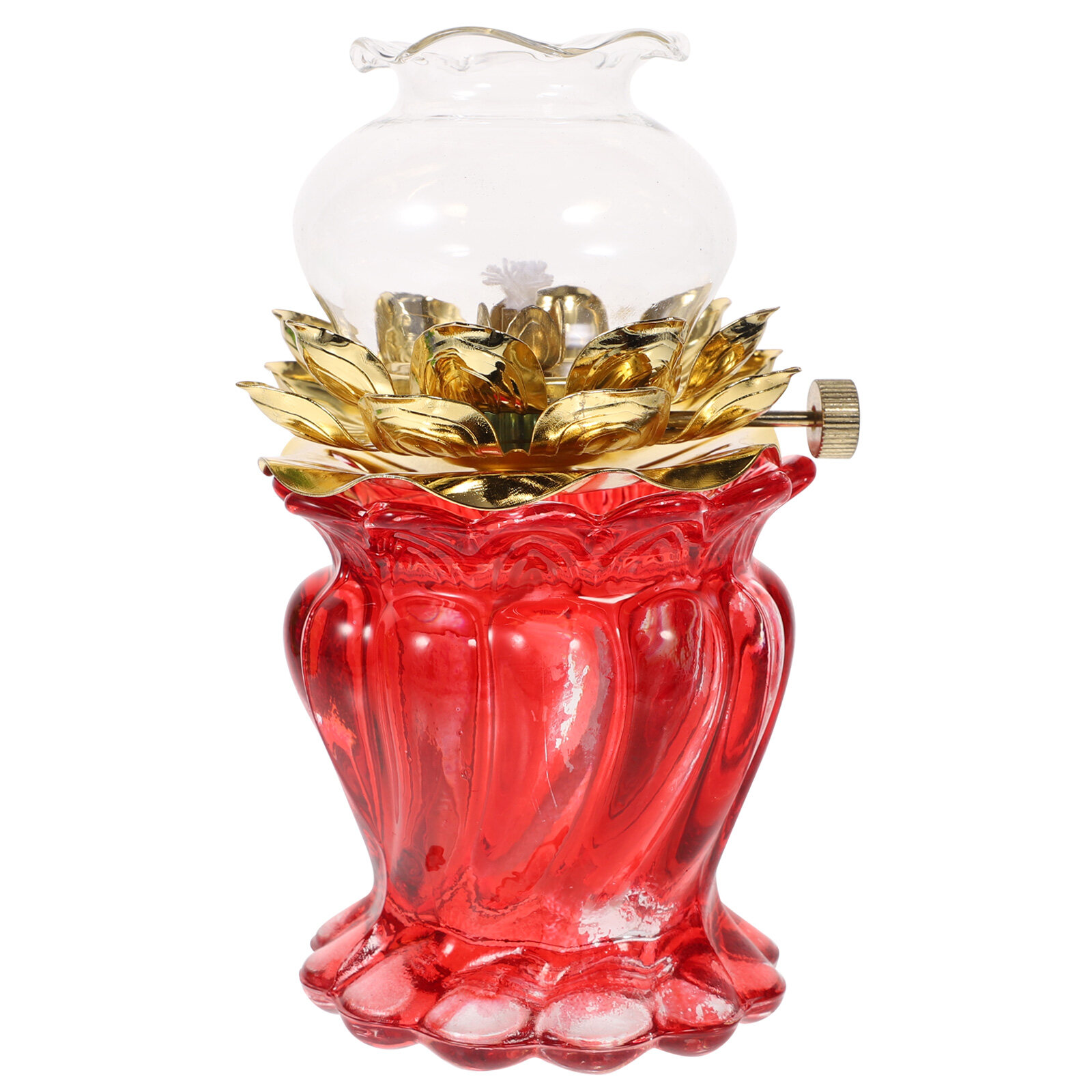 Kerosene Lamp Burner Retro Oil Lamp Burner Buddhist Glass Lotus