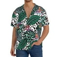thumbnail image 3 of Vsdgher Tropical Leaves Print Men's Wrinkle Free Untucked Cuban Shirt Business Casual Button Down Shirts Short Sleeve Shirt, 3 of 7