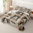 thumbnail image 3 of Feelyou Spooky Halloween Ghost Twin Quilt Set, Kawaii Gothic Bat Skull Twin Coverlet Set, 2-Piece, 1 Comforter and 1 Pillowcase, 3 of 7