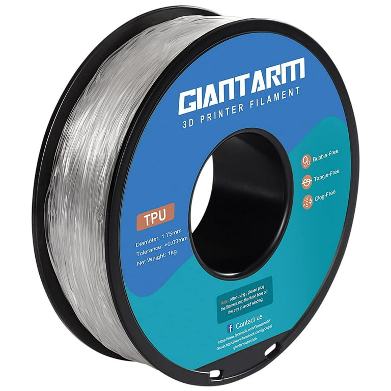 Flexible TPU 3D Printers Filament, 1.75mm,Color is Clear, Accuracy +/-  0.05mm, Net Weight 1KG(2.2LB),Transparent TPU