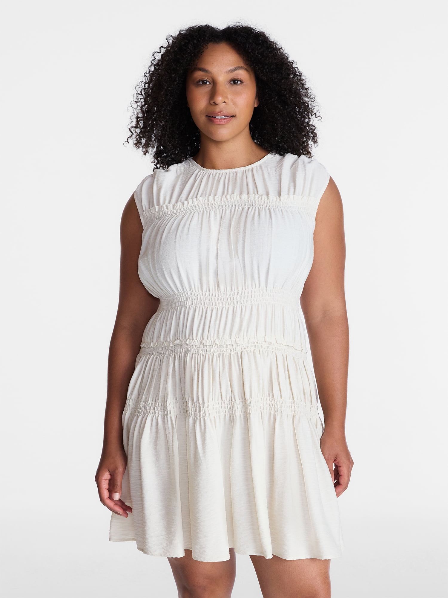 Time and Tru Women's Smocked Sleeveless Mini Dress, Sizes XS-XXXL