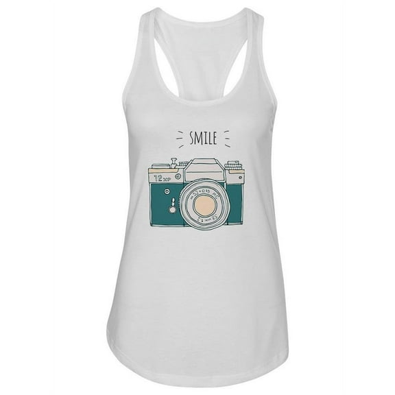 "smile" Vintage Camera Tank Women -Image by Shutterstock, Female Large