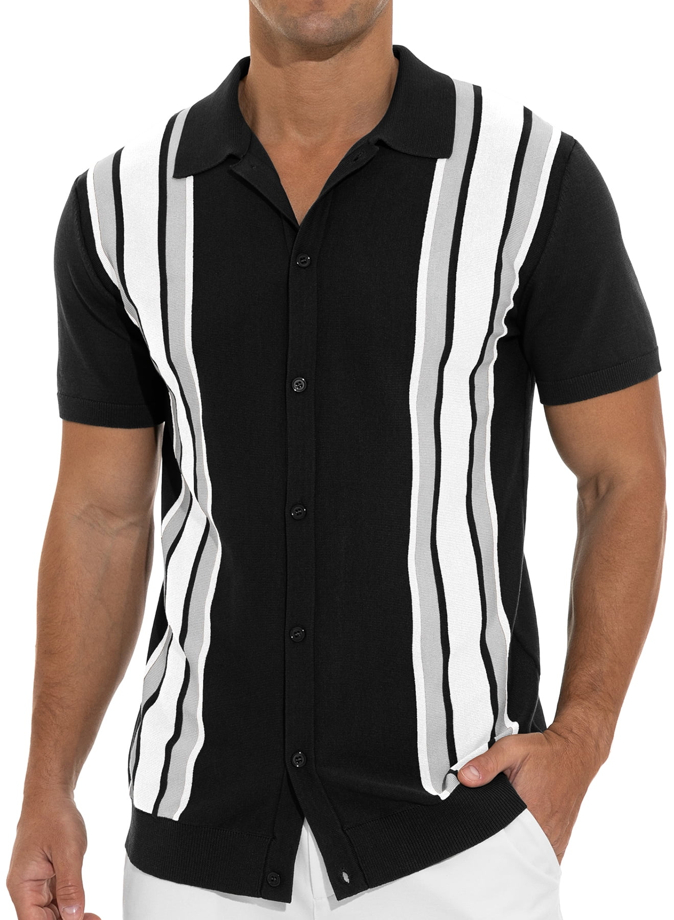 60's/Summer Knit Stripe Polo shirt/ILGWU