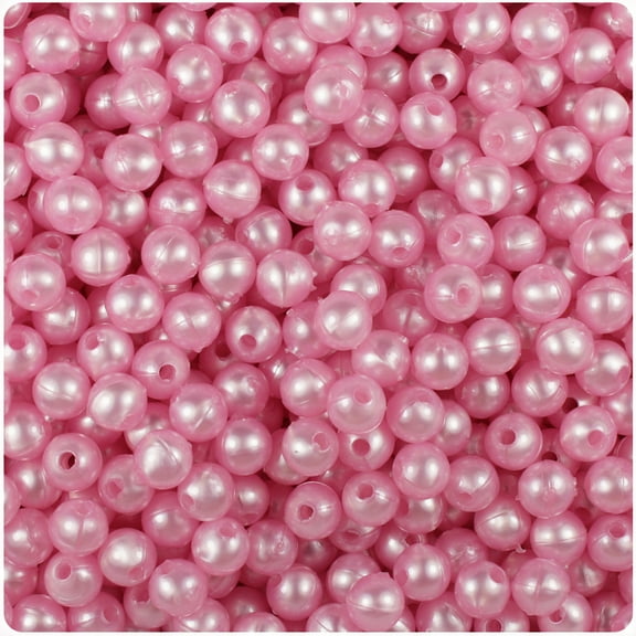 BeadTin Light Pink Pearl 6mm Round Craft Beads (500pcs)