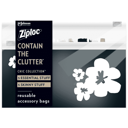 Ziploc Brand Chic Collection Accessory Bags (5 Essential and 5 Skinny), 10 Total Bags