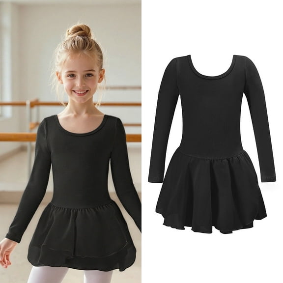Long Sleeve Ballet Dance Leotard Tutu Outfit for Girls Performance Practice Soft Stretchy Comfortable