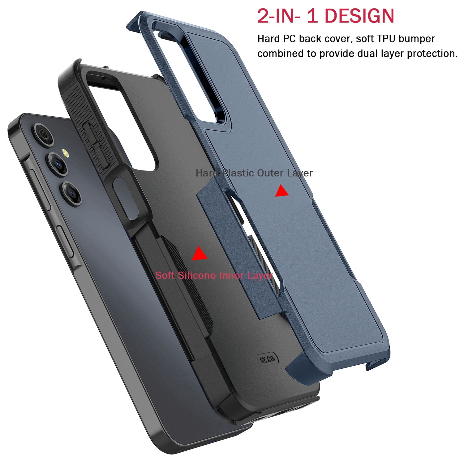 For Samsung Galaxy A16 5G Case, Shockproof Heavy Duty Rugged Phone Case for Samsung Galaxy A16 5G, Tekcoo Military Grade Protection Dual Layer Sturdy Durable Cover Cute Bumper - Blue