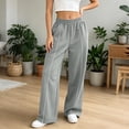 thumbnail image 6 of Women's Sweatpants with Pockets Front Stripe Wide Leg Trousers Gray Baggy Elastic Waist Joggers Size L, 6 of 8