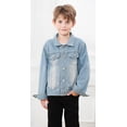 thumbnail image 3 of Chaqueta vaquera Cromoncent para niños pequeños con botones de 7 a 8 años, azul, 3 of 7