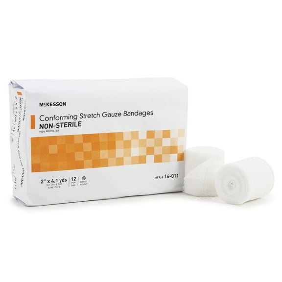 McKesson Conforming Stretch Bandage, First Aid Gauze Pads, 2 Inch x 4.1 Yard, 12 Count