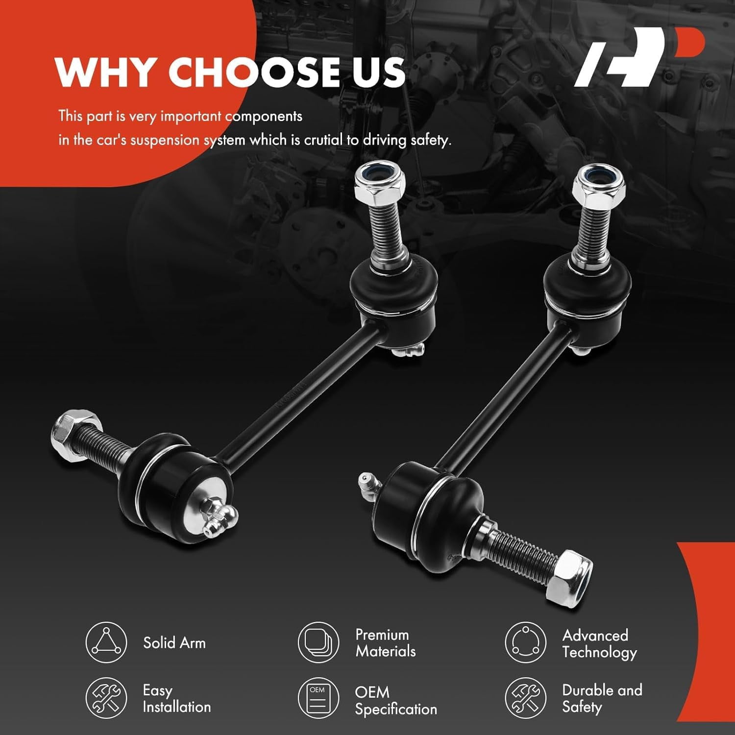 A-Premium 2x Front Sway Bar Links Stabilizer Bar Links, Compatible with Dodge Durango 2011-2015 & Jeep Grand Cherokee 2011-2015, Replace # K750579, K750578