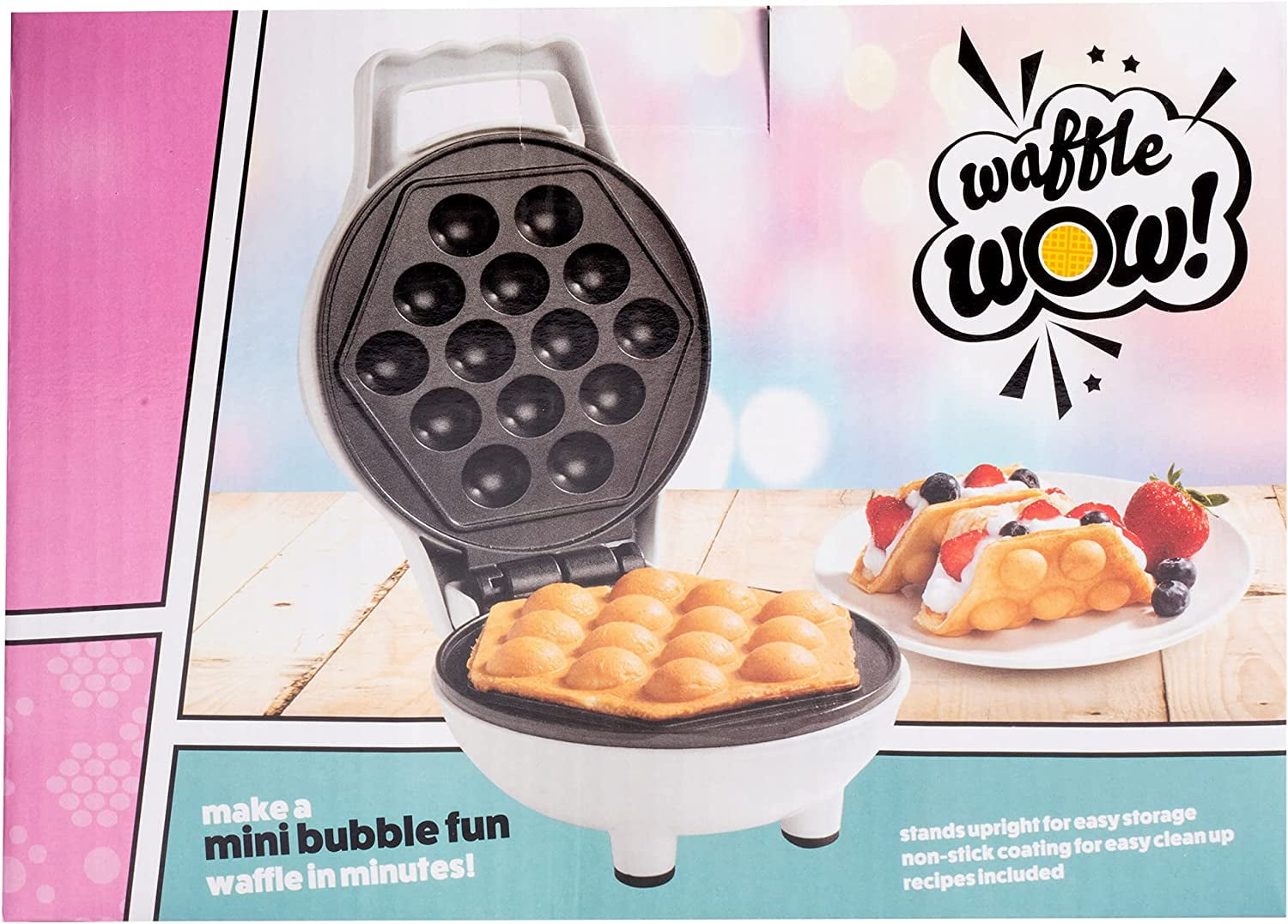 Bubble Waffle Maker- Electric Nonstick Hong Kong Egg Waffler Iron Griddle w  Ready Indicator Light- Ready in under 5 Mins w Recipe Guide- Make Homemade