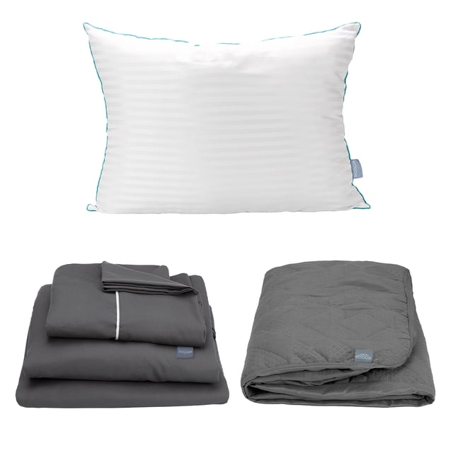 Protector Rogga Individual + Sábanas Royal Gris Oxford + Almohada Royal