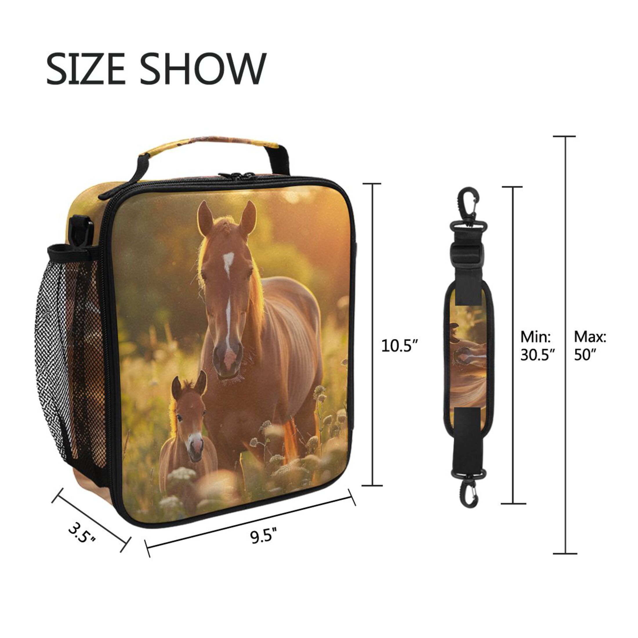 ALAZA Horses and Sunset Lunch Box Insulated Lunch Bag Reusable Thermal Cooler Tote School Picnic