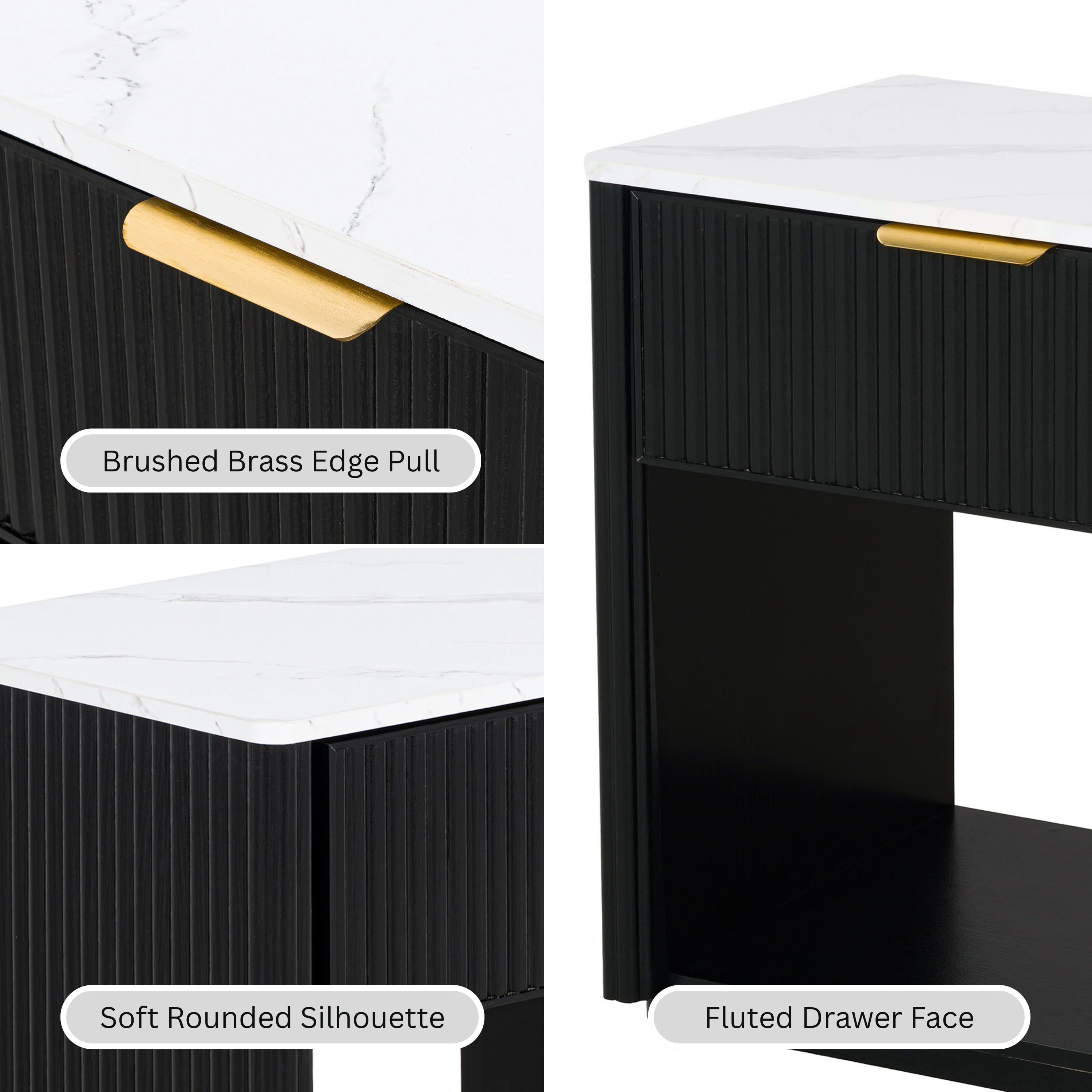 Furniture of America Elarin Modern Wood 1-Drawer Nightstand with Open Bottom Shelf, Black