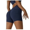 thumbnail image 2 of AXXD Yoga Shorts With Pockets,Yoga Shorts With Pockets for Women,Women Athletic Yoga Casual Stetch Shorts,Solid,High Waist Rise,Butt Lifting,PocketDark Blue,M (US:6), 2 of 3