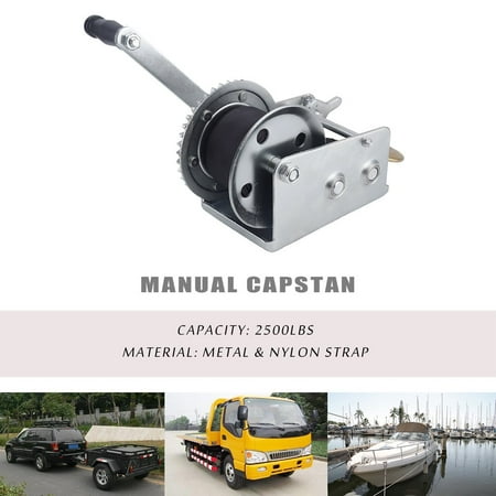Nylon-Strap-2-GEAR-Hand-Winch-2500LBS-Hand-Crank-Heavy-Duty-ATV-Trailer-Boat