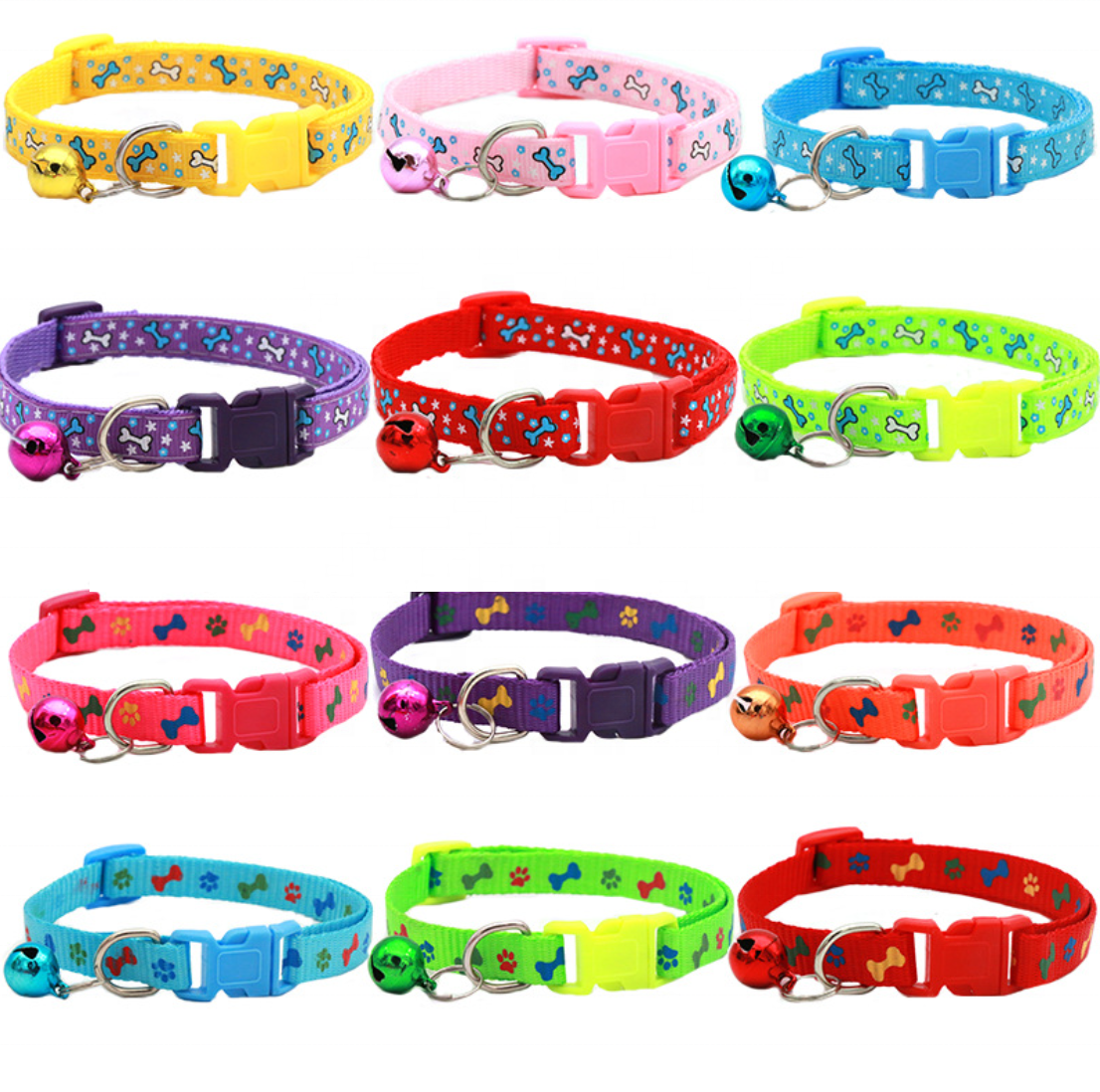 12 Pieces Skull Cat Collar Breakaway Kitten Collars with Bell Ribbon