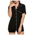 thumbnail image 2 of Aueoeo Matching Summer Sets for Women, Pajamas Soft Women's Short Sleeve Button Down Sleepwear Shorts and Shirt Pj Set Loungewear Sleepwear Sleep Set, 2 of 5
