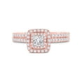 thumbnail image 2 of Diamond Princess 10kt Rose Gold Princess Diamond Bridal Wedding Ring Band Set 3/4 Cttw, 2 of 4
