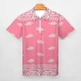 thumbnail image 3 of Pink Paisley Bandana Pattern Men Zipper T-shirt Summer Casual Short Sleeve T-shirt Top, 3 of 7