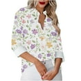thumbnail image 6 of Women's Button-Up Shirts Fashion Floral Print Dressy Blouses Casual Turndown Collar Shirt Long Sleeve Loose Work Tops Spring Summer Outdoor,Beach,Vacation Top 13#Multicolor S, 6 of 6