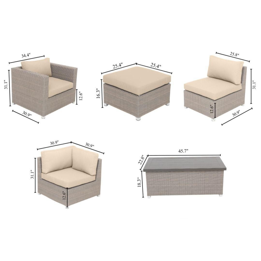 Chambers Bay Collection 7-Piece Aluminum Patio Conversation Set with Green Cushions