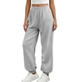 thumbnail image 2 of DYTTDG Women's High Waist Jogger Sweatpants, Solid Color Loose Casual Long Pants with Elastic Cuffs & Side Pockets for Loungewear, 2 of 7