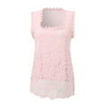 thumbnail image 3 of Women's Summer Vest Elegant Floral Lace Square Neck Camisole Hawking Vest Heated Outerwear Long Puffy Vest Sleeveless for Women Sweater Vest Long Vest Jacket Popcorn Jacket Women Overall Vest Thigh, 3 of 7