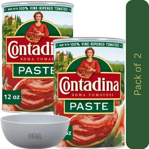 Contadina Canned Tomatoes Tomato Paste, 2 Pack (12 oz Each) – with Bowl by OMA