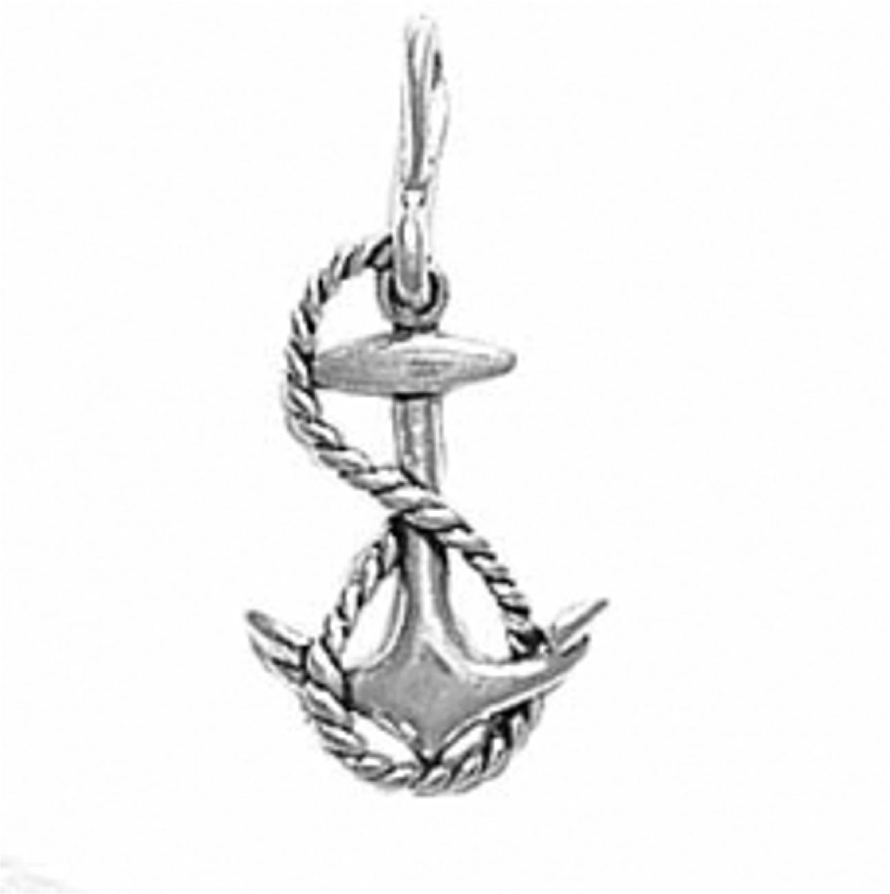 .925 Sterling Silver Rope and Anchor Charm. 