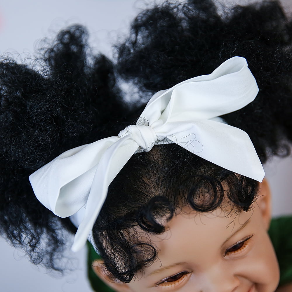 Nosadi 24" Reborn Baby Girl Dolls Black Skin Smile Face with Realisitc Silicone Limbs Filling with PP Cotton Birthday Gift for 3+ Years