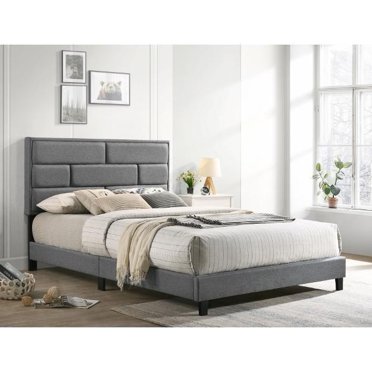 Modena Queen Faux Leather Upholstered Bed with Headboard, Black ...