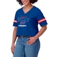 thumbnail image 4 of Women's WEAR by Erin Andrews Royal Buffalo Bills Color Block Boxy Modest Crop V-Neck T-Shirt, 4 of 4