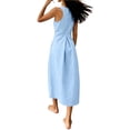 thumbnail image 5 of Ayolanni Blue Dresses for Women Crew Neck Sleeveless Cotton Linen A-Line Maxi Dress Solid Going Out Work Flowy Sundress XXL, 5 of 9