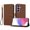 Brown, variant on ELEHOLD Wallet Case for Samsung Galaxy S24, Shockproof Leather Stand Case with Magnetic Clasp & Hand Strap,Red