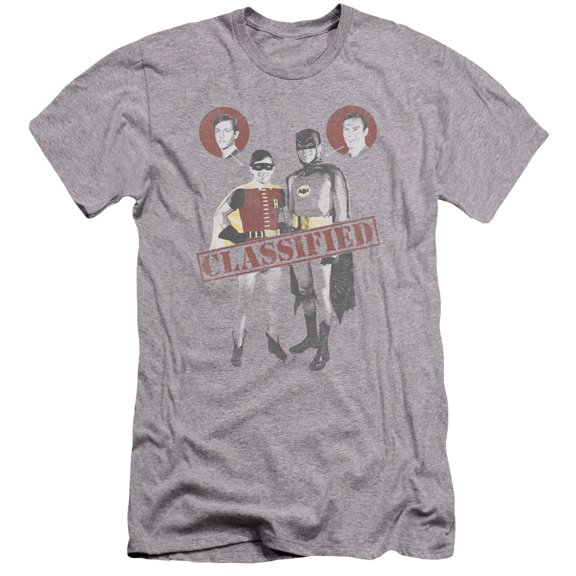 Batman Classic TV Classified Premium Canvas T-Shirt Adult Slim Fit 30/1-Athletic Heather