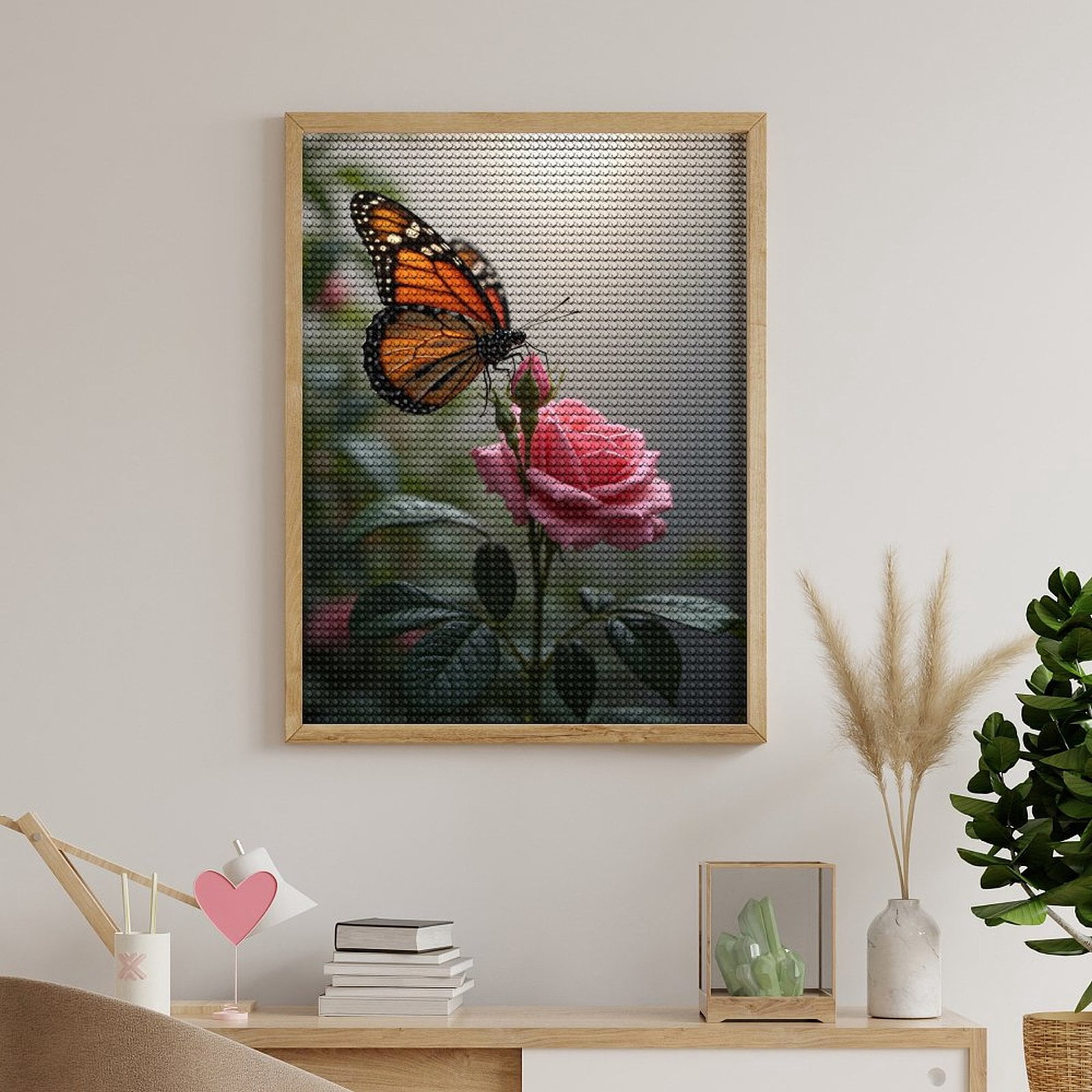 Diamond Art Kits for Adults - Butterfly Rose Sunlight Bloom 5d Diamond Painting for Adults, Diamond Art for Adults Beginners, Frameless Diamond Painting Kits for Adults for Home Wall Decor