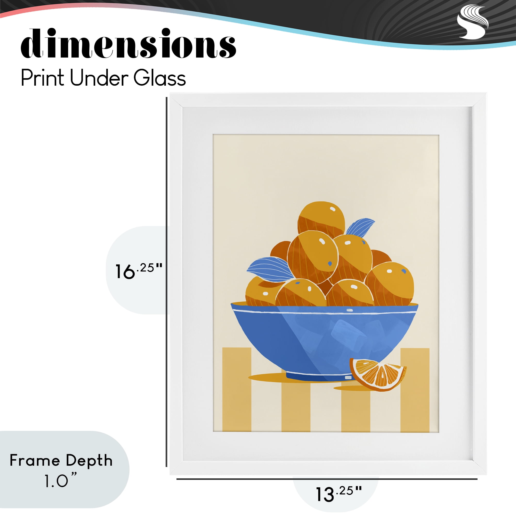 Stupell Industries Orange Citrus Bowl Striped White Framed Print Under Glass, design by Lucca Sheppard