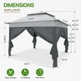 thumbnail image 4 of COOS BAY 11x11 Pop-up Instant Gazebo Tent with 4 Sidewalls Outdoor Canopy Shelter,Gray, 4 of 7