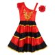 thumbnail image 5 of Vestido de baile con falda oscilante para salón de baile para niñas, disfraz de actuación, vestido con cinturón con volantes y hombros irregulares y tocado, 5 of 5