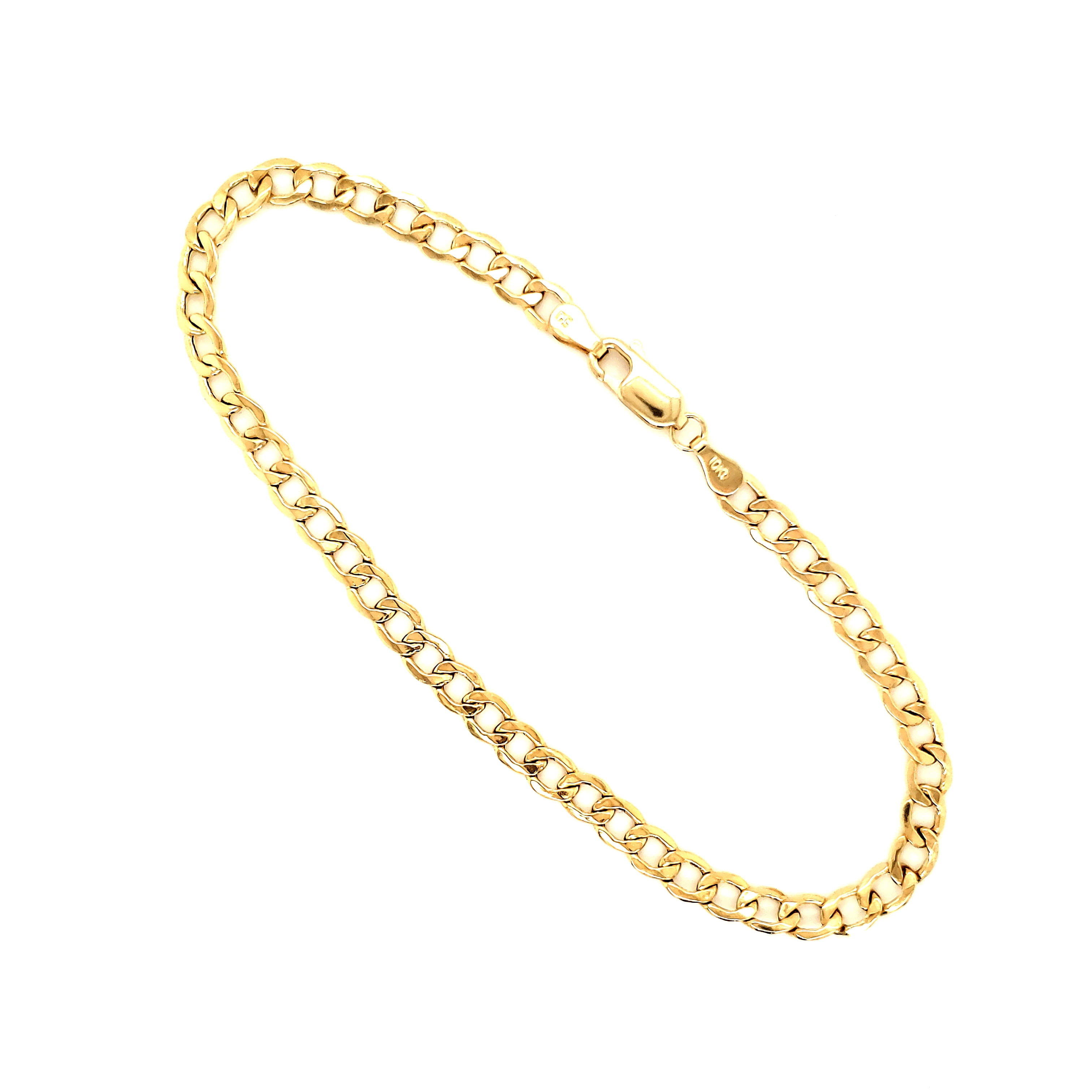 Real 10k Yellow Gold Hollow Cuban Men and Women Bracelet/Anklet 2.5 mm, 7" to 10"